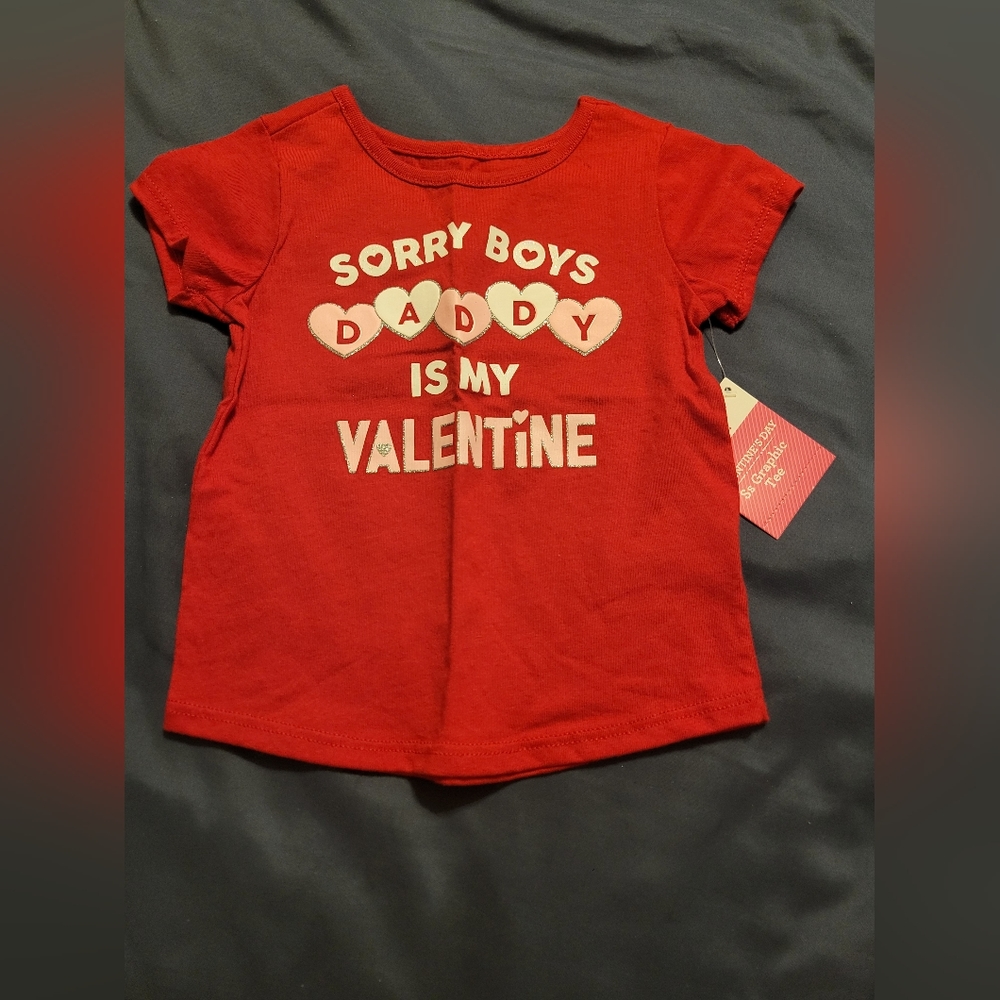 Valentine's Day Baby Toddler Girls Red Daddy is my Valentine ShortSleeve T-Shirt